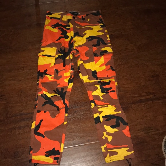 yellow and black camo pants